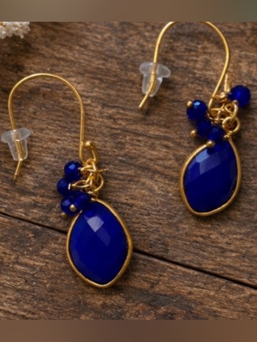 Elegant Blue and Gold Earrings